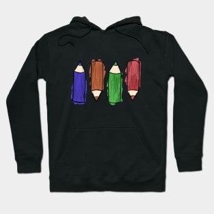 Color pencils: purple, orange, green and red Hoodie